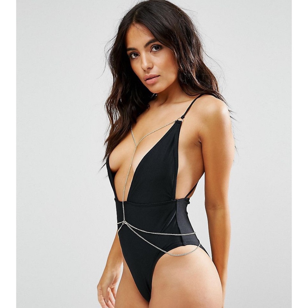 Wolf & Whistle Plunge One-Piece Swimsuit